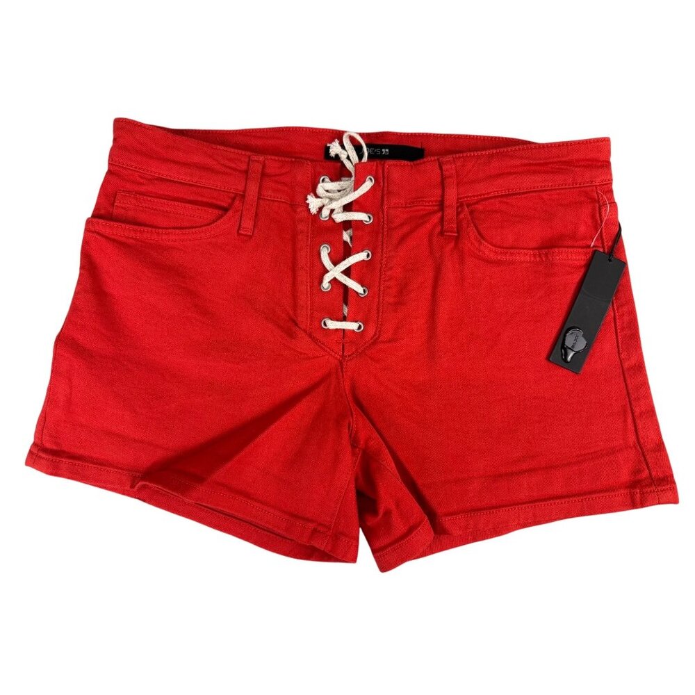 Joes Womens Red Hot Lace-Up Front Fabric Shorts Size 28 NWT Cotton Blend Casual